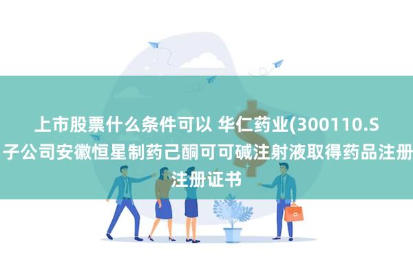 上市股票什么条件可以 华仁药业(300110.SZ)：子公司安徽恒星制药己酮可可碱注射液取得药品注册证书